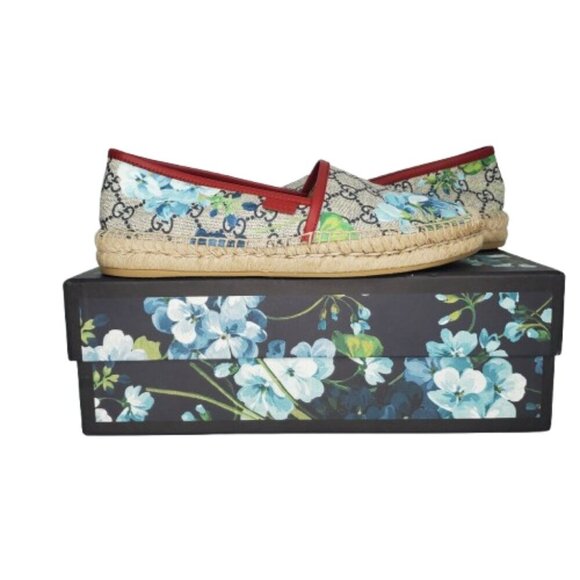 Gucci GG Blooms Monogram Canvas Espadrille Flats Slip-On Shoes - Picture 10 of 10